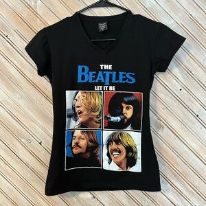 The Beatles Let It Be Tour Music Fan V Neck T Shirt Short Sleeve Tee Vintage